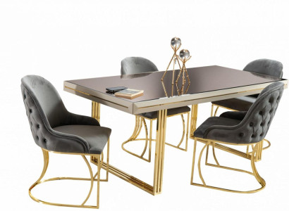Dining set dinette Dining room furniture Dining table Chairs Set 7 pieces gray luxury