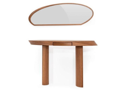 Modern Living room Set Consists of Wood Console table and Mirror 2pcs.