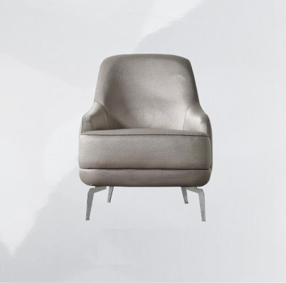 Armchair Wing Chair Cocktail Chair Fabric Modern Gray Seater Living room