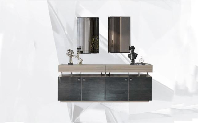 Sideboard with Mirror Sideboard Suite Wardrobe Modern Chest of drawers Gray