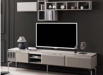 Sideboard TV-cabinet Lowboard Shelves TV Stand Wardrobe Wood Gray Wall unit