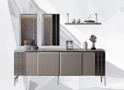 Suite Sideboard with Mirror Wardrobe Sideboard Gray Chest of drawers Wood