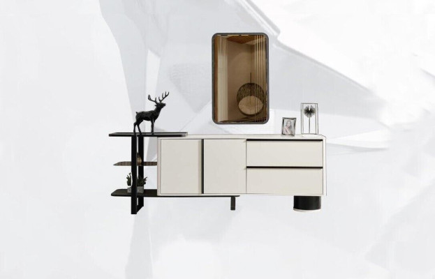 Wardrobe Sideboard with Mirror Sideboard Suite Modern Chest of drawers White