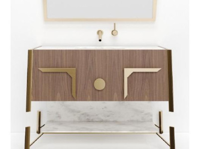 Brown Bathroom cabinet Bathroom furniture Shelf Bathroom cabinet Wooden shelves