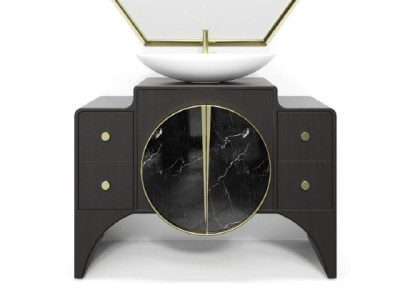 Black SEBASTIAN Italian Bathroom classic vanity unit