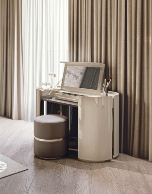 Bed 2x Bedside tables Dressing table with Mirror Stool Set 5 pieces Italian furniture