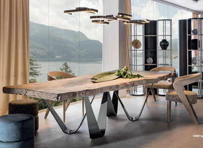 Dining table Natural Wood Furniture Furnishings Tables Solid wood Table Luxury Italian