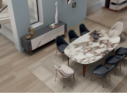 Dining table 8 Chairs Sideboard Dining room Italian Furniture Bizzotto Set 10 pcs.