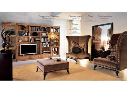 Living room modern style Living room Wall unit 3pcs Stool 2 Armchair Furniture Italy