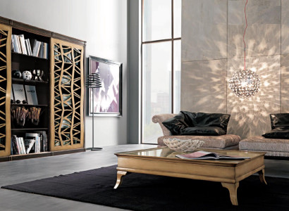 Living room Set Wall Units Furniture 2х Armchair Coffee table Wood 3pcs Luxury Italy new