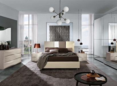 Suite Set 6-piece Bedroom Bed Bedside table Chest of drawers Mirror Wardrobe
