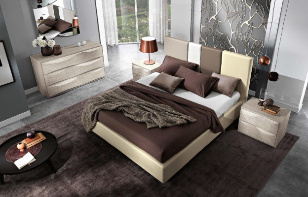 Suite Set 6-piece Bedroom Bed Bedside table Chest of drawers Mirror Wardrobe
