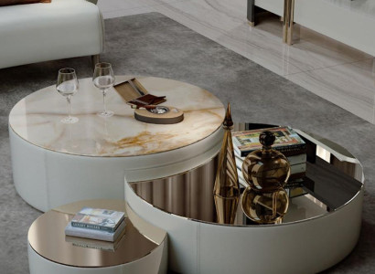 Coffee table 3 pcs. Set Coffee tables Design Living room Furniture Italy Bizzotto Tables