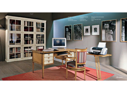 Office Set Wooden Table Chair Desk Shelf Cabinets 2pcs. Italian furniture