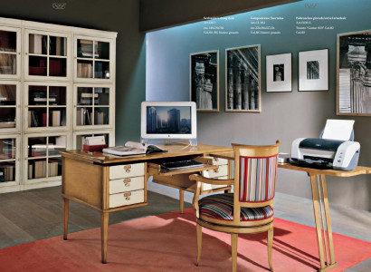 Office Set Wooden Table Chair Desk Shelf Cabinets 2pcs. Italian furniture