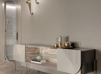 Sideboard Living room furniture Sideboard glass shelf design Bizzotto natural wood furniture