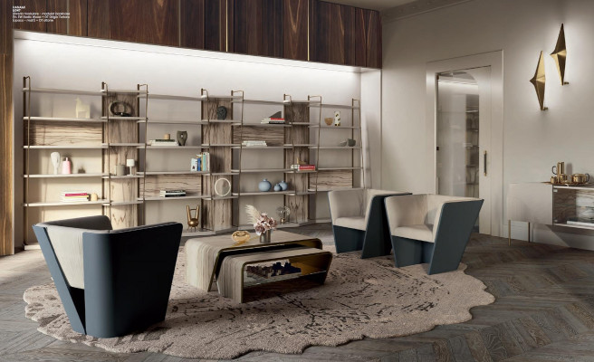 Sideboard Living room furniture Sideboard glass shelf design Bizzotto natural wood furniture