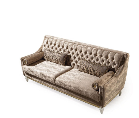 Beige Chesterfield Couch Set 4+3 Seater Stylish Armchair Design Set