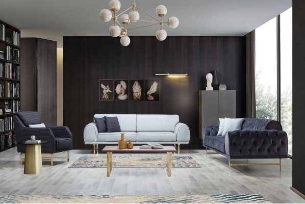 Black & White Couch Set 3+3 Seater Stylish Single Seater Armchair Sofas