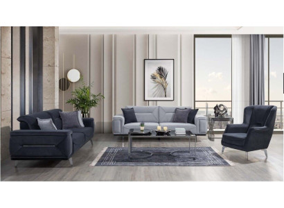 Gray living room sofas designer couches 3-seater luxury one-seater armchair