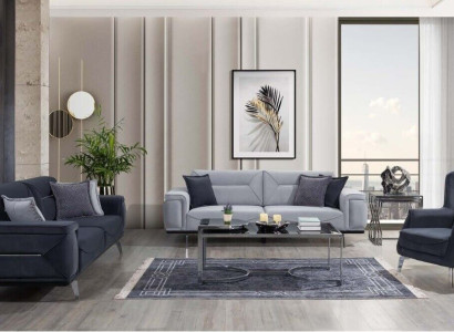 Gray living room sofas designer couches 3-seater luxury one-seater armchair