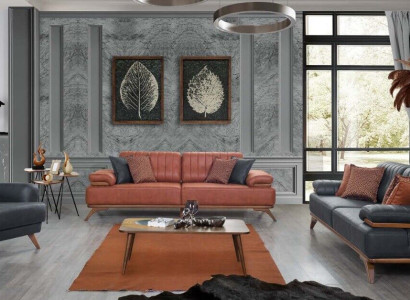 Designer Living room Suite Imitation leather Sofas Leather Armchairs 3-piece Furniture Set