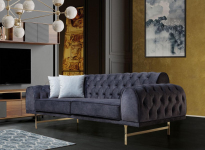 Blue three-seater luxury 3-seater couch living room 3-seater upholstered sofas