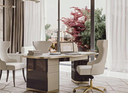Computer desk Swivel Armchair Office furniture Armchair Furniture Natural wood furniture Bizzotto