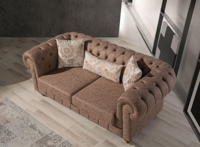 Stylish brown Chesterfield two-seater designer 2-seater couch