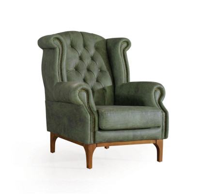 Green Chesterfield Luxury Armchair Upholstered Chair Designer Armchair