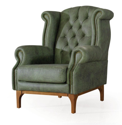 Green Chesterfield Luxury Armchair Upholstered Chair Designer Armchair