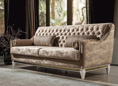 Beige 3-seater textile sofa Chesterfield three-seater upholstery couches 3-seater