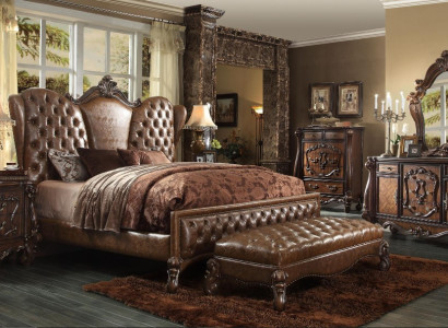 Chesterfield Bed 2x Bedside tables 3pcs. Set Furniture Baroque Rococo Bedroom Set