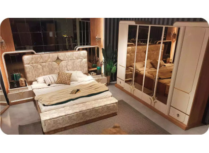 Suite Luxury Bedroom Double bed Bed Set 4pcs Beige Modern