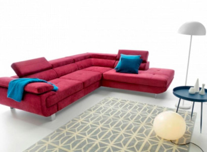 Fabric sofa red Corner suite Corner sofa Bed function L-shape upholstered sofa new