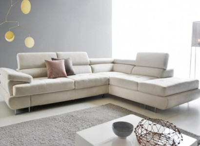Fabric sofa Corner suite Corner sofa Bed function L-shape Beige upholstered sofa