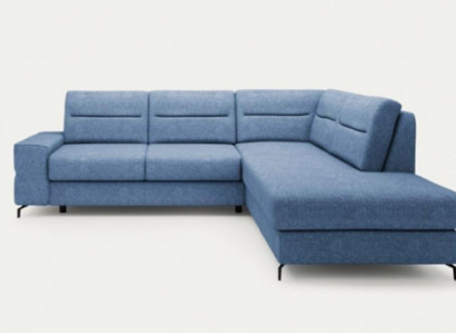 Corner suite fabric sofa Blue Corner sofa Bed function L-shape upholstered sofa
