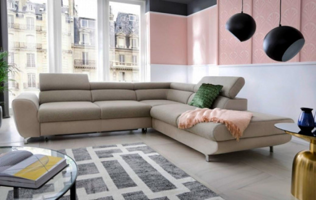 Upholstery Sofa Beige Corner suite Corner sofa L-shape fabric sofa Couch Sofa Sofas