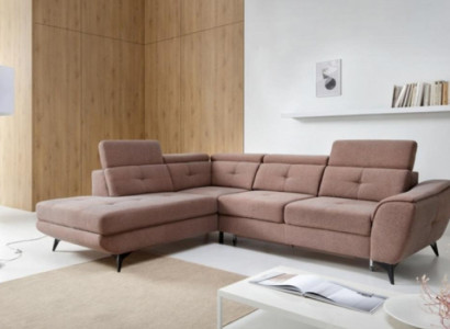 Fabric sofa Corner suite Corner sofa Bed function L-shape Pink upholstered sofa Sofa