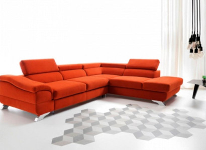 Orange fabric sofa Corner suite Corner sofa Lying surface L-shape Bed function