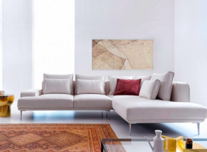Modern Design Corner sofa Upholstered sofa L-shape Fabric sofa Couch Sofa Beige Bed function