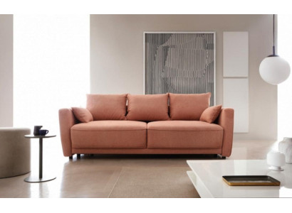 Three Seater Sofa Upholstered Sofa Sleeping Function Couch Fabric Pink Seater