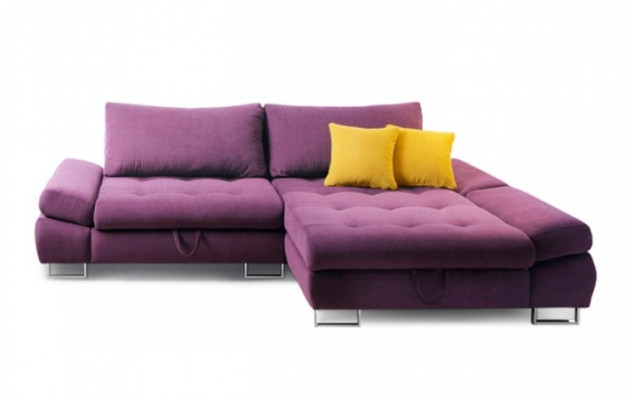 Couch Corner suite Corner sofa L-shape Fabric sofa Purple upholstered sofa Seat