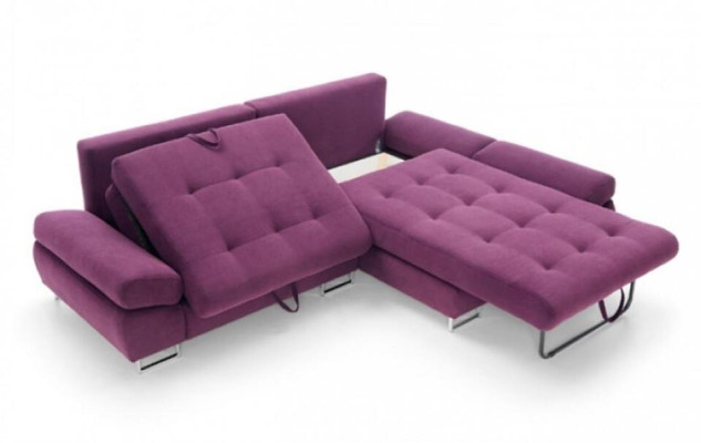 Couch Corner suite Corner sofa L-shape Fabric sofa Purple upholstered sofa Seat