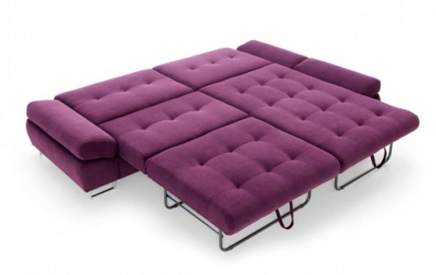 Couch Corner suite Corner sofa L-shape Fabric sofa Purple upholstered sofa Seat