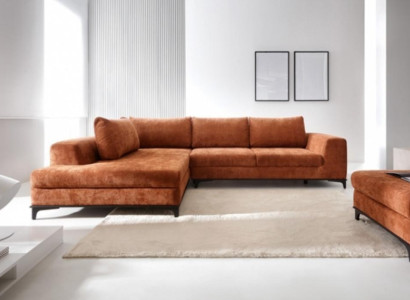 Upholstered sofa Corner suite Corner sofa L-shape fabric sofa Couch Sofa Orange