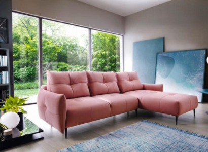 Corner suite fabric sofa pink Corner sofa Bed function L-shape upholstered sofa