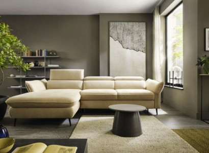 Corner suite fabric sofa Beige Corner sofa Bed function L-shape upholstered sofa
