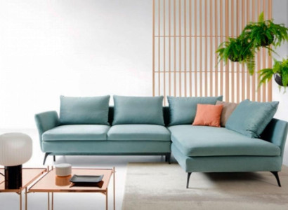 Corner suite Corner sofa L-shape fabric sofa Couch Sofa Blue upholstered sofa Seat