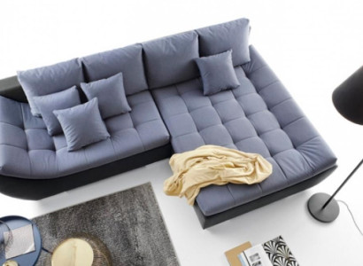 Fabric sofa Corner suite Corner sofa Lying surface L-shape Blue upholstered sofa